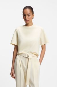 Relaxed-fit T-shirt in mercerised cotton, Light Beige