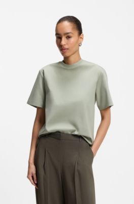 Relaxed-fit T-shirt in mercerised cotton, Light Green