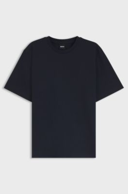 Relaxed-fit T-shirt in mercerised cotton, Dark Blue