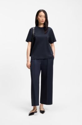 Relaxed-fit T-shirt in mercerised cotton, Dark Blue