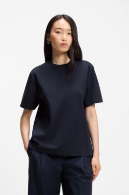 Relaxed-fit T-shirt in mercerised cotton, Dark Blue