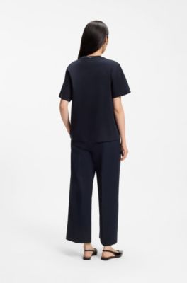 Relaxed-fit T-shirt in mercerised cotton, Dark Blue