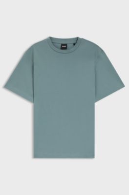 T-shirt Relaxed en coton merceris&eacute;, Bleu