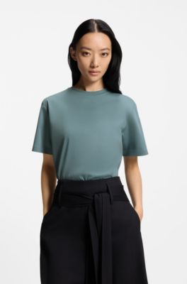 Relaxed-fit T-shirt in mercerised cotton, Blue