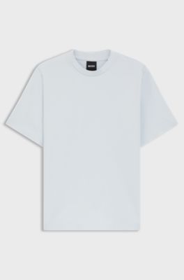 T-shirt relaxed fit in cotone mercerizzato, Celeste
