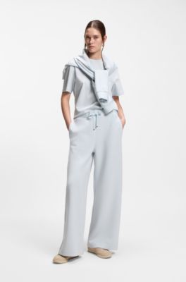 T-shirt relaxed fit in cotone mercerizzato, Celeste