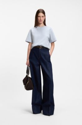 Relaxed-fit T-shirt in mercerised cotton, Light Blue