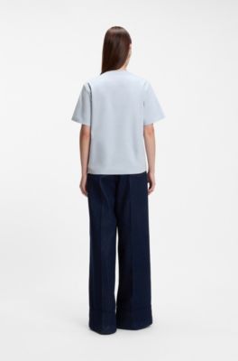 Relaxed-fit T-shirt in mercerised cotton, Light Blue
