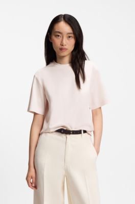 Relaxed-fit T-shirt in mercerised cotton, light pink
