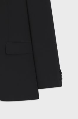 Two-piece regular-fit suit in stretch wool, Black
