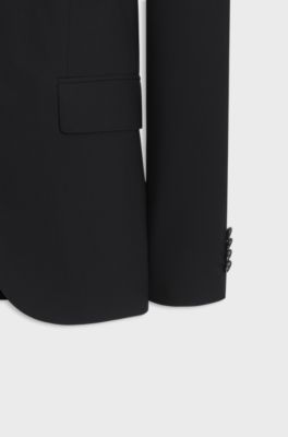 Zweiteiliger Regular-Fit Anzug aus Stretch-Wolle, Schwarz