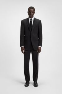 Regular-fit pak van scheerwol met stretch, Zwart