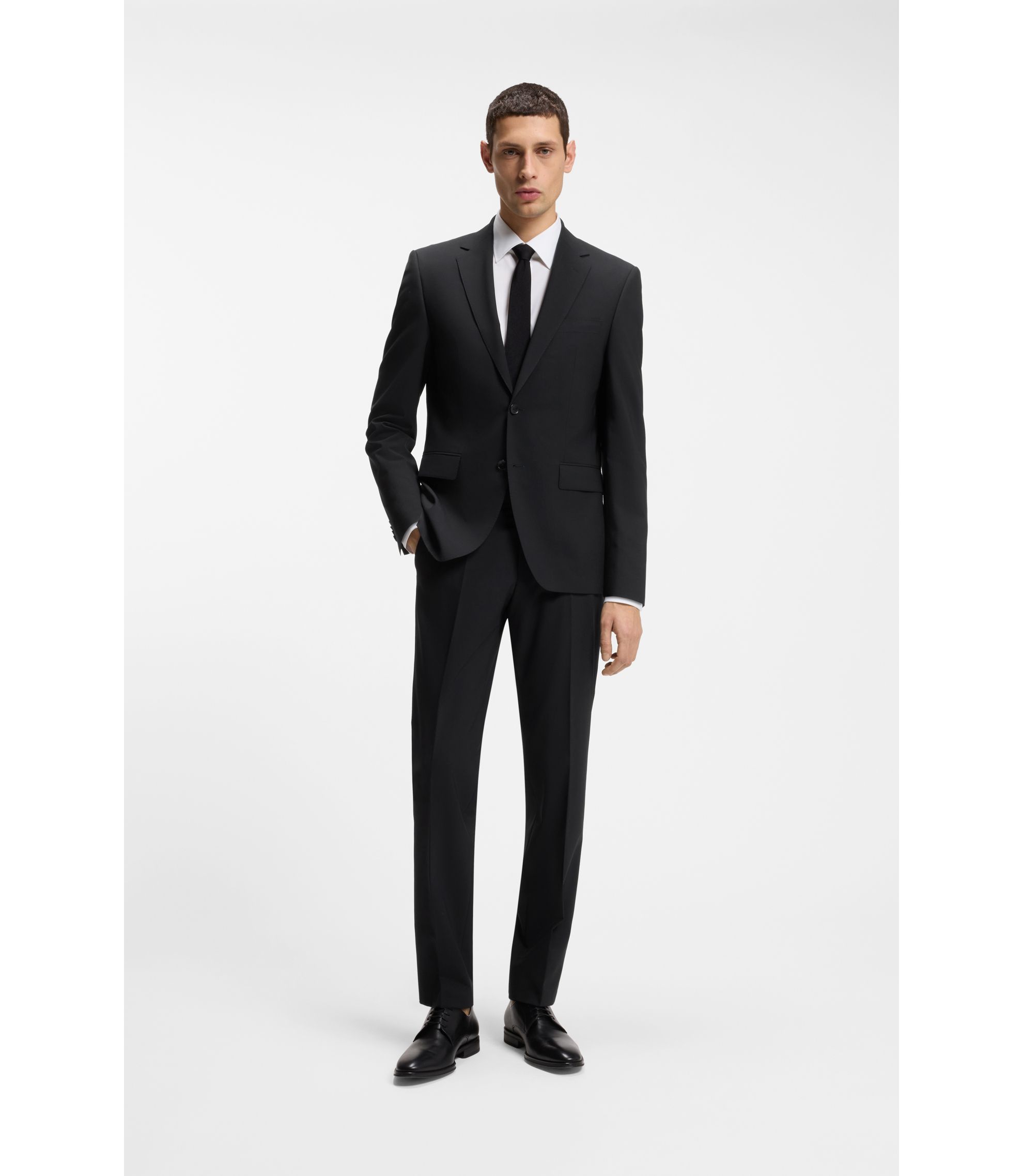 BOSS スーツ BOSS - Regular-fit suit in stretch virgin wool - Black