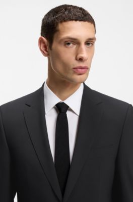 Two-piece regular-fit suit in stretch wool, Black