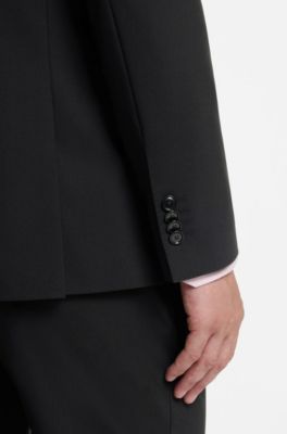 Two-piece regular-fit suit in stretch wool, Black