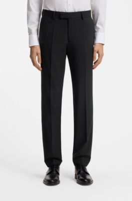 Two-piece regular-fit suit in stretch wool, Black