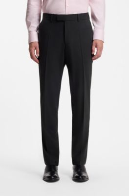 Two-piece regular-fit suit in stretch wool, Black