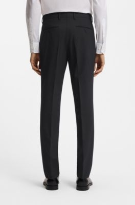 Two-piece regular-fit suit in stretch wool, Black