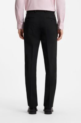 Zweiteiliger Regular-Fit Anzug aus Stretch-Wolle, Schwarz