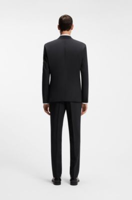 Two-piece regular-fit suit in stretch wool, Black