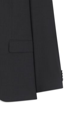 Regular-fit suit in stretch virgin wool, Dark Grey