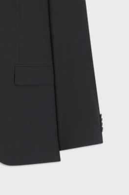 Two-piece regular-fit suit in stretch wool, Dark Grey