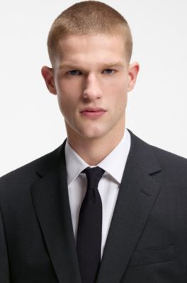 Regular fit-kostym i stretchig jungfruull, M&ouml;rkgr&aring;