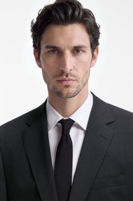 Two-piece regular-fit suit in stretch wool, Dark Grey