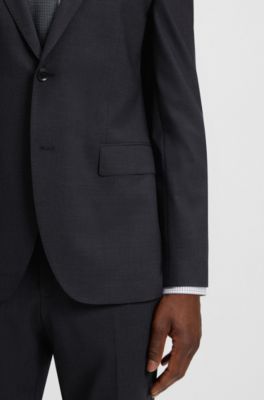 Regular-fit suit in stretch virgin wool, Dark Grey