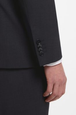 Two-piece regular-fit suit in stretch wool, Dark Grey