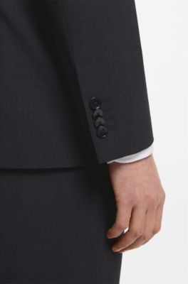 Two-piece regular-fit suit in stretch wool, Dark Grey