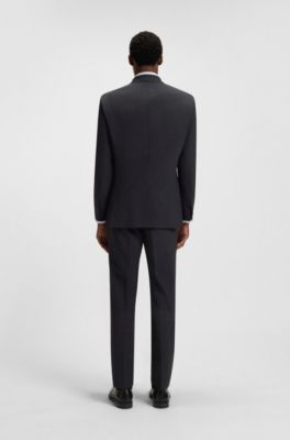 Regular-fit suit in stretch virgin wool, Dark Grey