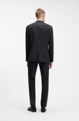Two-piece regular-fit suit in stretch wool, Dark Grey