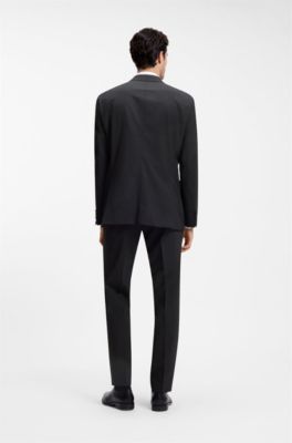 Two-piece regular-fit suit in stretch wool, Dark Grey