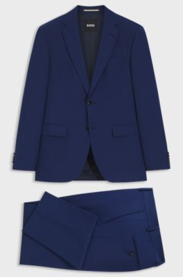 Regular-fit suit in stretch virgin wool, Blue