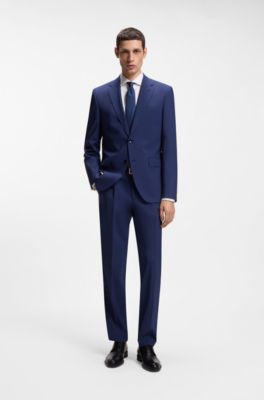 Regular-fit suit in stretch virgin wool, Blue