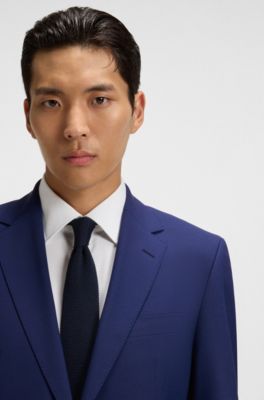 Regular-fit suit in stretch virgin wool, Blue