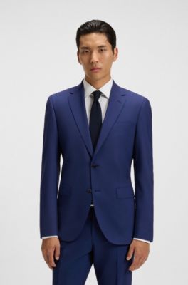Regular-fit suit in stretch virgin wool, Blue