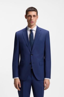 Two-piece regular-fit suit in stretch wool, Blue