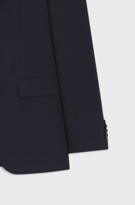 Two-piece regular-fit suit in stretch wool, Dark Blue