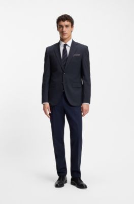 Regular-Fit Anzug aus elastischer Schurwolle, Dunkelblau