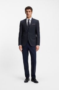 Regular-fit pak van scheerwol met stretch, Blauw