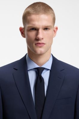 Two-piece regular-fit suit in stretch wool, Dark Blue