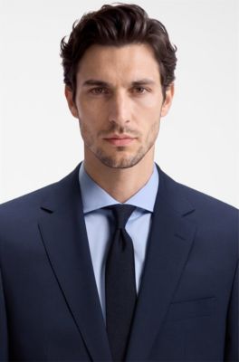Two-piece regular-fit suit in stretch wool, Dark Blue