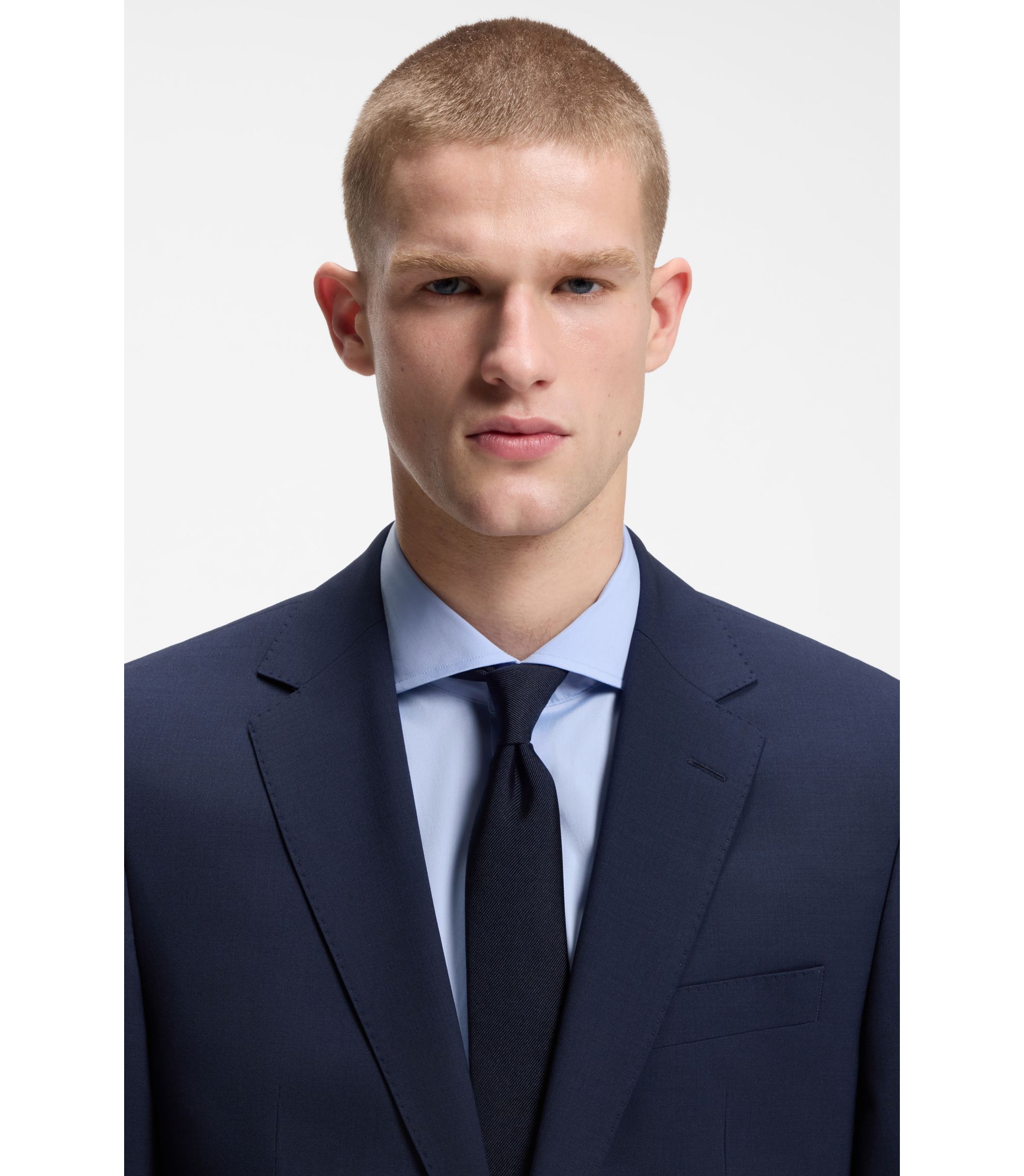 BOSS - Two-piece regular-fit suit in stretch wool - Dark Blue
