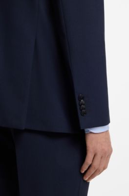 Two-piece regular-fit suit in stretch wool, Dark Blue