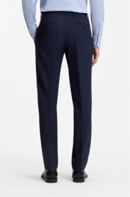 Two-piece regular-fit suit in stretch wool, Dark Blue