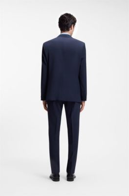 Two-piece regular-fit suit in stretch wool, Dark Blue