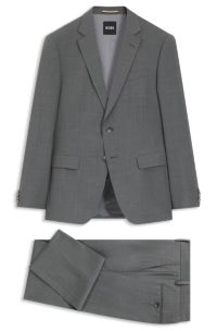 Slim-fit suit in micro-patterned virgin wool, Grey