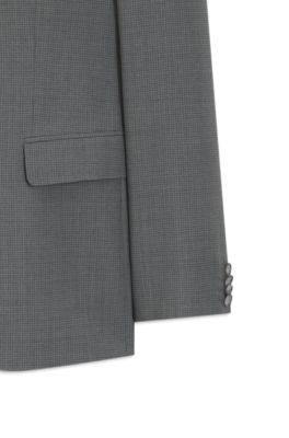 Slim-fit suit in micro-patterned virgin wool, Grey